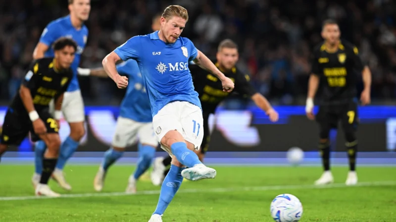 Kevin De Bruyne marcó para Napoli tras su doblete con Bélgica en Nations League